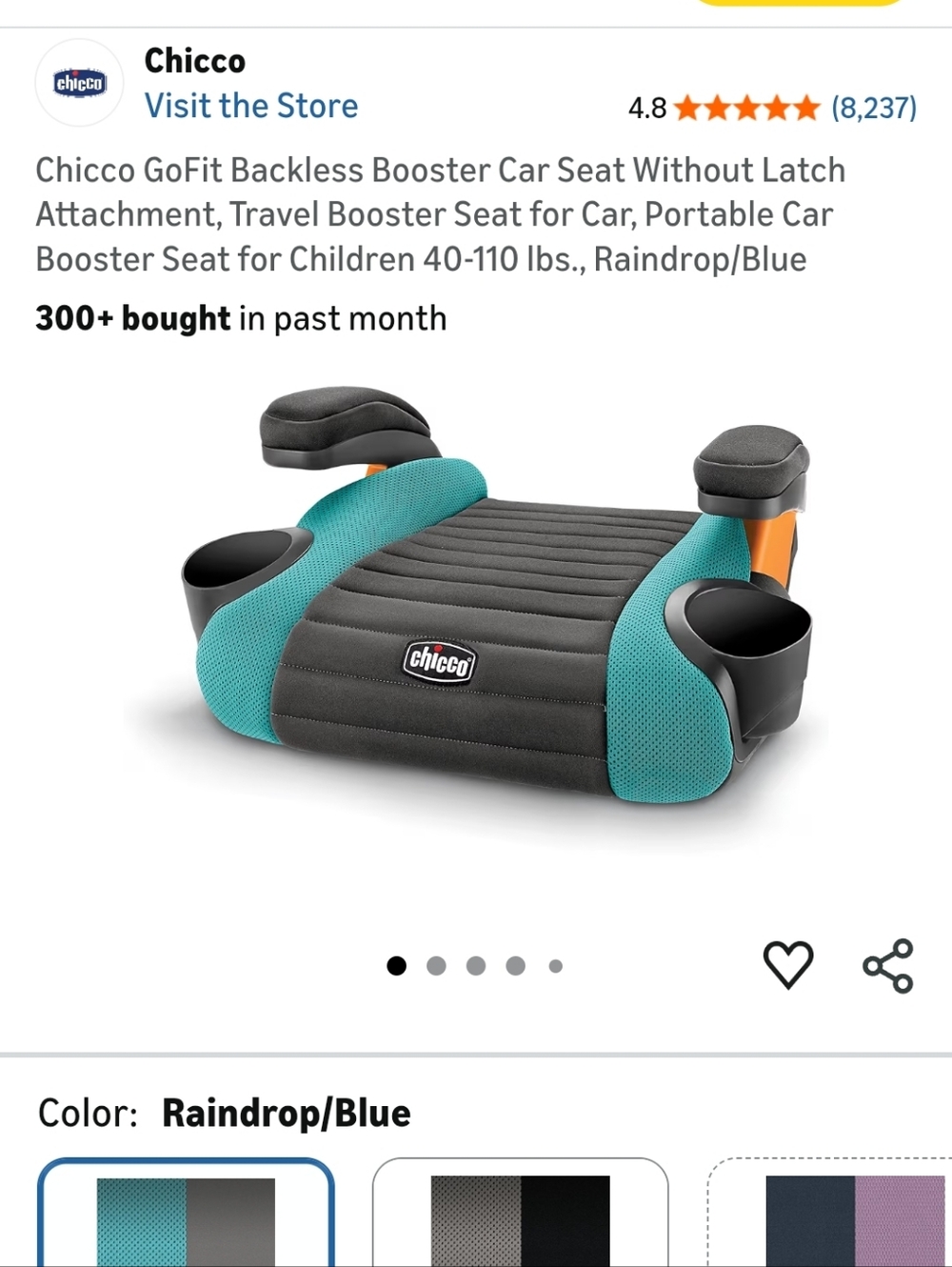 Chicco GoFit Backless Booster Car Seat Without Latch Attachment, Travel Booster